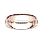 14K White Gold/Yellow Gold/Rose Gold 5mm Milgrain Standard Comfort Fit Ring