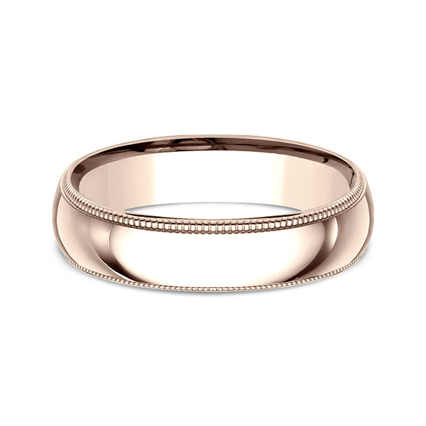 14K White Gold/Yellow Gold/Rose Gold 5mm Milgrain Standard Comfort Fit Ring