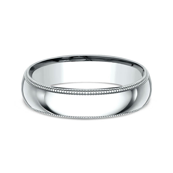 18K White Gold/Yellow Gold 5mm Milgrain Standard Comfort Fit Ring