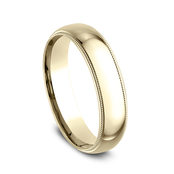 18K White Gold/Yellow Gold 5mm Milgrain Standard Comfort Fit Ring