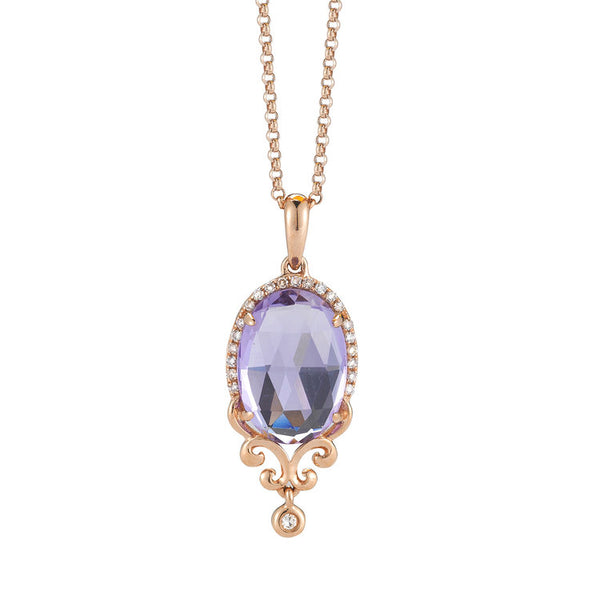 Diamond weight- .08  Amethyst weight- 2.98 (w/o chain)