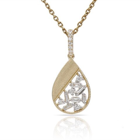 Pear Shaped Pendant w/ Baguettes-.23 Diamonds