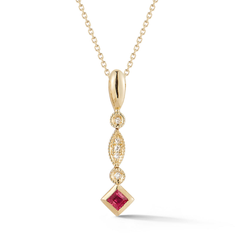 Diamond Shaped Necklace - .04 Dia./.13 Ruby