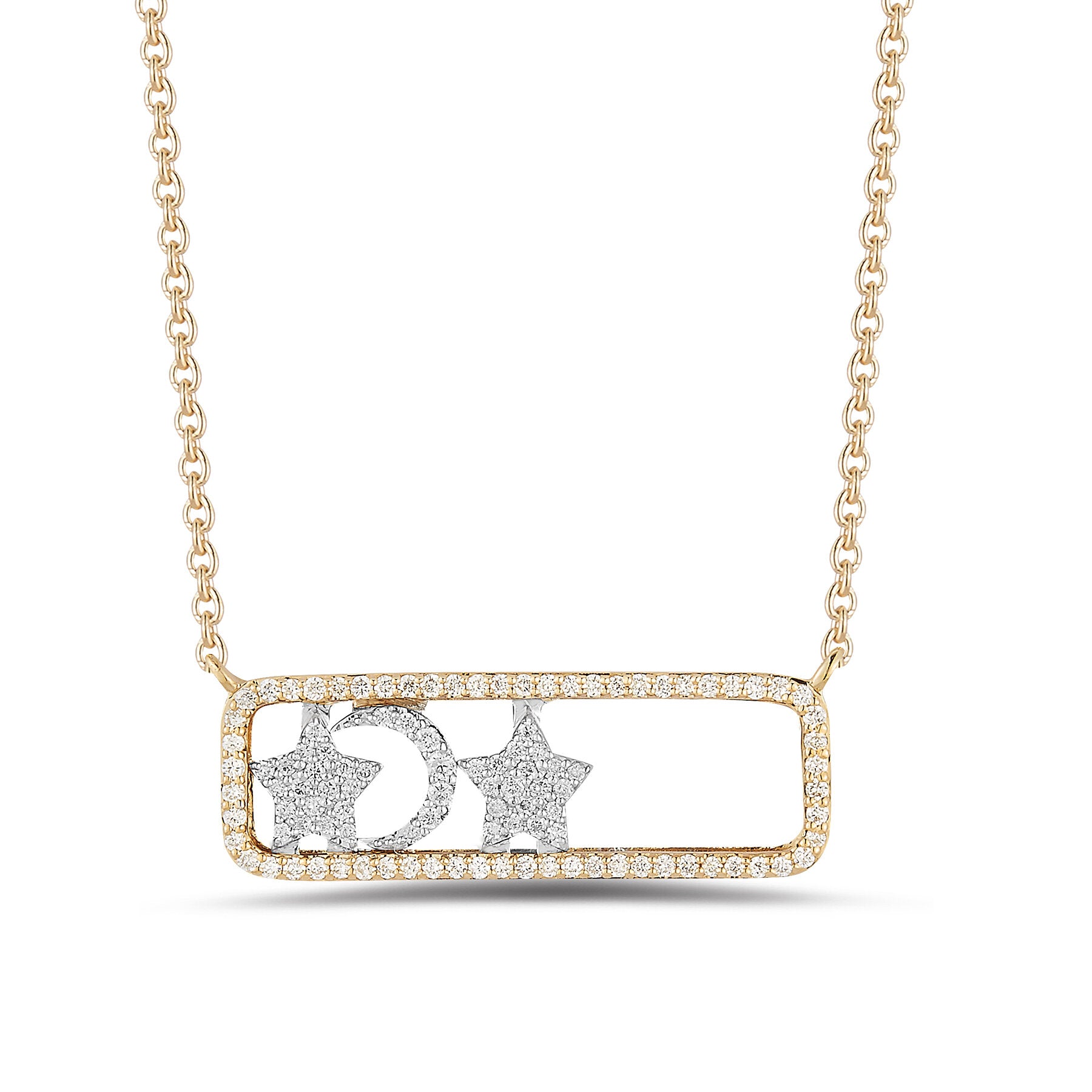 Moveable Star and Moon Necklace- .26 Dia.