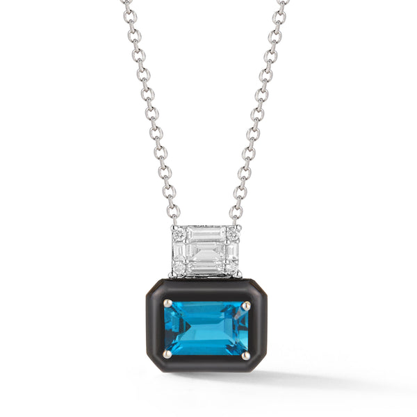 London Blue Topaz  Necklace- .11 Dia./.74 B.T.