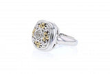 Italian Sterling Silver Ring with 0.2ct diamonds and 14K solid yellow gold accents