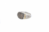 Italian Sterling Silver Ring with 0.75ct brown diamonds and 14K solid yellow gold accents
