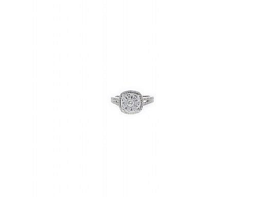 Solid 14K white gold cluster engagement ring with 0.70ct diamonds