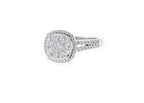 Solid 14K white gold cluster engagement ring with 0.70ct diamonds
