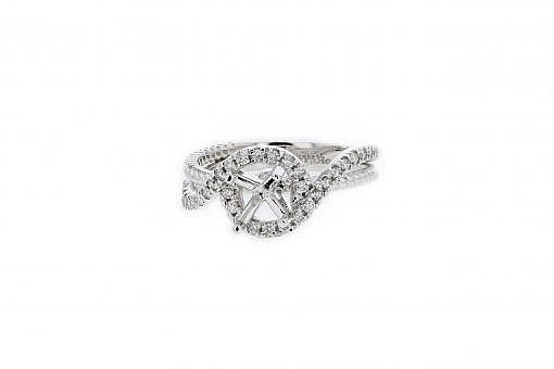 Limited Edition solid 14K white gold semi-mount engagement ring set with 0.34ct diamonds
