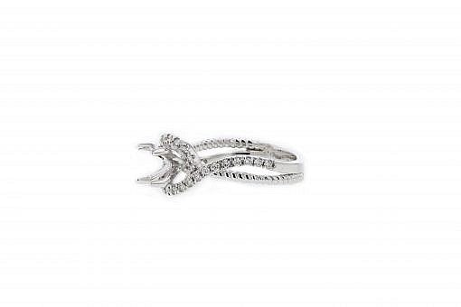 Limited Edition solid 14K white gold semi-mount engagement ring set with 0.34ct diamonds