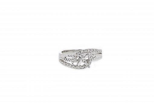 Limited Edition solid 14K white gold semi-mount engagement ring set with 0.30ct diamonds