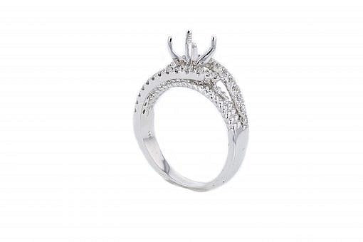 Limited Edition solid 14K white gold semi-mount engagement ring set with 0.30ct diamonds
