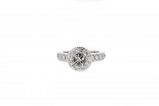 Limited Edition solid 14K white gold semi-mount engagement ring set with 1.15ct diamonds