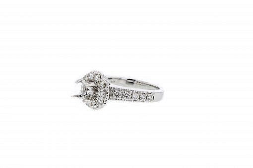 Limited Edition solid 14K white gold semi-mount engagement ring set with 1.15ct diamonds