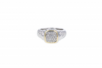 Italian Sterling Silver ring with 0.30ct diamonds and 14K solid yellow gold accent
