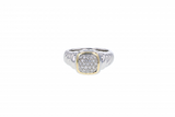 Italian Sterling Silver ring with 0.30ct diamonds and 14K solid yellow gold accent