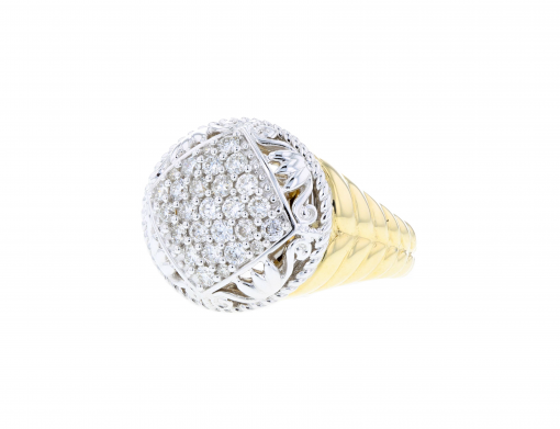 Solid 14K yellow gold ring with 0.75ct diamonds and 14K white gold accents
