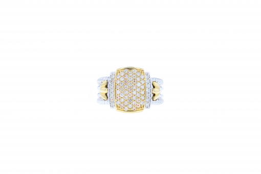 Solid 14K white gold ring with 0.75ct diamonds and 14K yellow gold accents