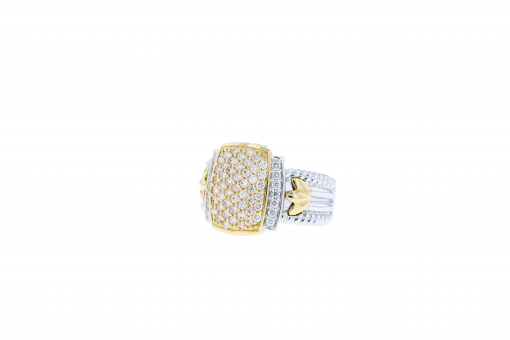 Solid 14K yellow gold ring with 0.75ct diamonds and 14K white gold accents