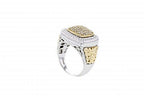 Solid 14K yellow gold ring with 0.60ct diamonds and 14K white gold accents