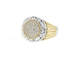 Solid 14K yellow gold cluster ring with 1.0ct diamonds and 14K white gold accents