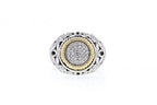 Italian sterling silver ring with 0.22ct H color VS diamonds and solid 14K yellow gold accents