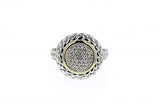 Italian sterling silver ring with 0.40ct diamonds and 14K solid yellow gold accent
