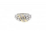 Italian sterling silver ring with 0.20ct diamonds and 14K solid yellow gold accents