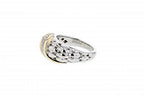 Italian sterling silver ring with 0.20ct diamonds and 14K solid yellow gold accents