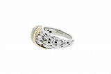 Italian sterling silver ring with 0.20ct diamonds and 14K solid yellow gold accents