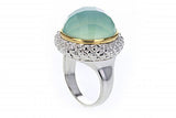Italian Sterling Silver ring with 14K solid yellow gold accent and green onyx center stone