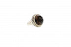 Italian Sterling Silver ring with 14K solid yellow gold accent and a smoky quartz center stone