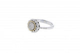 Italian Sterling Silver Ring with 0.24ct diamonds and 14K solid yellow gold accents