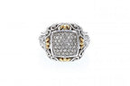Italian Sterling silver ring with 0.59ct diamonds and 14K solid yellow gold