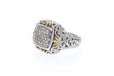 Italian Sterling silver ring with 0.59ct diamonds and 14K solid yellow gold