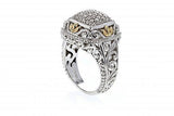 Italian Sterling silver ring with 0.59ct diamonds and 14K solid yellow gold