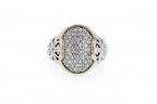 Italian sterling silver ring with 0.75ct diamonds with 14K solid yellow gold accents