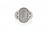 Italian sterling silver ring with 0.75ct diamonds with 14K solid yellow gold accents
