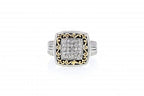 Italian sterling silver ring with 0.60ct diamonds and 14K solid yellow gold