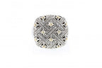 Italian sterling silver ring with 0.70ct H color VS diamonds and solid 14K yellow gold accents