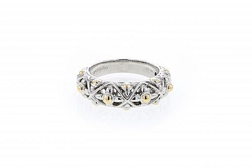 Italian sterling silver ring with solid 14K yellow gold accents