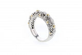 Italian sterling silver ring with solid 14K yellow gold accents