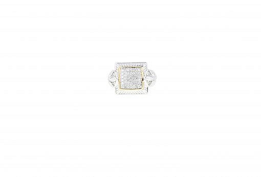 Limited Edition Italian sterling silver ring with 0.44ct diamonds and solid 14K yellow gold accents