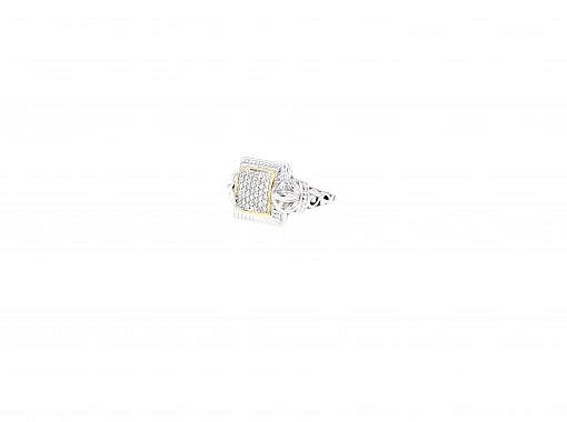 Limited Edition Italian sterling silver ring with 0.44ct diamonds and solid 14K yellow gold accents