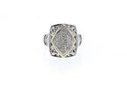 Italian sterling silver ring with 1/4ct diamond and solid 14K yellow gold accent