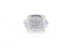 Italian sterling silver ring with 2/5ct diamonds and solid 14K yellow gold accent