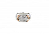 Italian sterling silver ring with 0.30ct diamonds and solid 14K rose gold accents