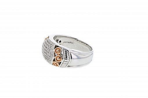 Italian sterling silver ring with 0.30ct diamonds and solid 14K rose gold accents