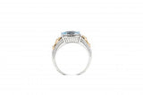 Italian sterling silver ring with a blue topaz center and 0.05ct diamond with 14K solid rose gold accent
